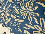 Blue and white floral quilt with a patterned backing