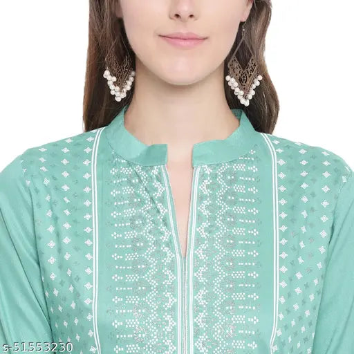Charvi Fabulous Women's Rayon Kurta Set with Palazzos, printed net design, three-quarter sleeves
