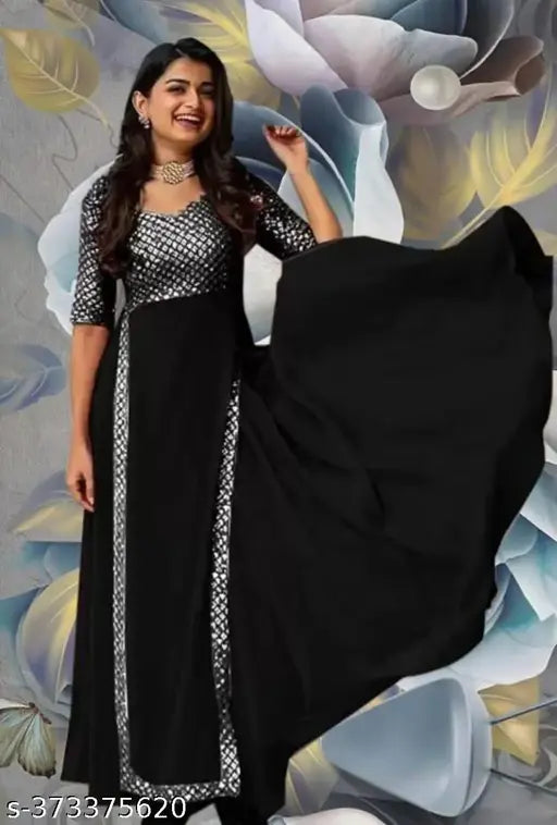 Embellished georgette women's nayra style kurti, short sleeves, single size options available S-XXL, Indian fashion on display