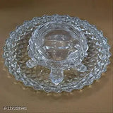 Glass Crystal Tortoise with Plate for Good Luck - Vastu-compliant Indian home decor