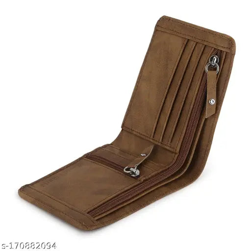 Light brown faux leather wallet, Attractive Felice Two Fold 0029, 3 compartments, free size