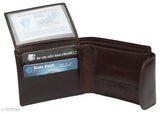 Genuine leather men's wallet, solid brown leather card holder, free size (L: 25cm, W: 11cm), handcrafted in India