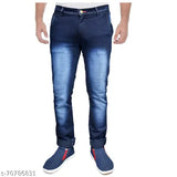 HardForce Men's Blue Jeans with Distressed Knee