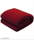 Maroon fleece double bed blanket, 90x90 inch, premium soft & warm RichLINEN