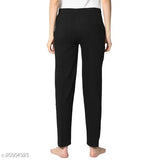 Black lounge pants, elastic waistband, women's wear