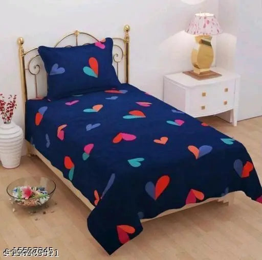 ChocoCreation Glace cotton single bedsheet & king size pillow cover - microfiber, 140 thread count, India origin