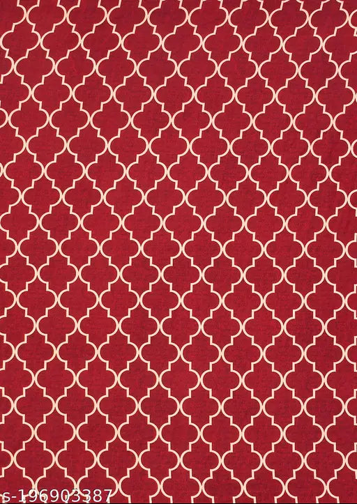 Red geometric patterned sheet with white quatrefoil design, 1 single bed sheet set.
