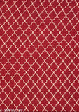 Red geometric patterned sheet with white quatrefoil design, 1 single bed sheet set.