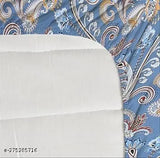 Blue, premium cotton elastic fitted bedsheet with pillow cover (72x366 cm), single bed size, Breathable & Wrinkle-Free by COMFORT HOME