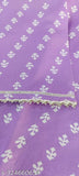 Purple rayon straight-cut kurti with embroidered yoke, three-quarter sleeves, white neck embroidery. Indian women's fashion wear." (125 characters)