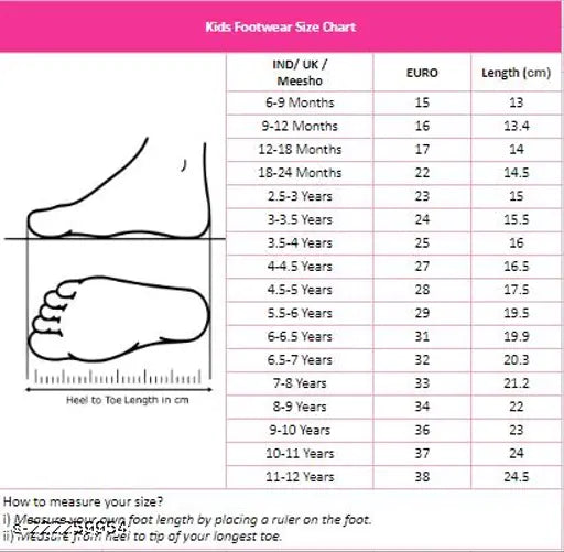 Children's shoes size chart, UK footwear guide, Deconds kid's shoe sizes UK Euro and length conversion