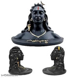Adiyogi Shiva statue in black, Indian religious idol for car dashboard decor