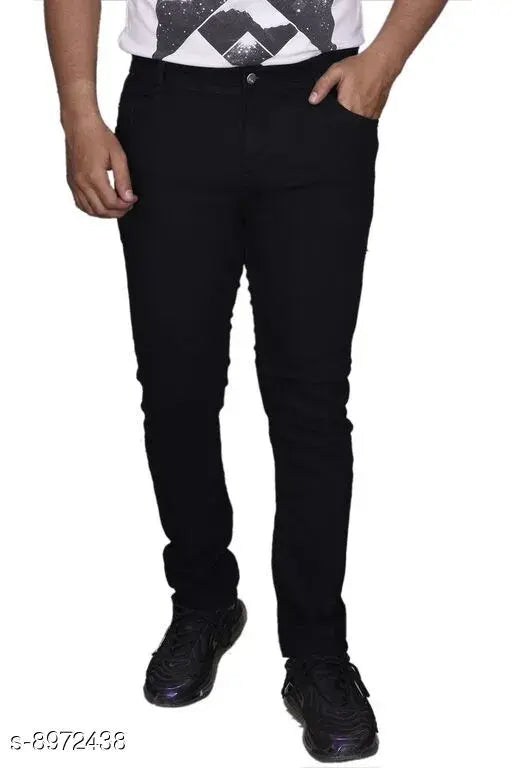 Denim casual jeans, attractive fit in solid style. Size: 28/30/32/34/36 inches, Made in India