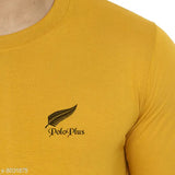 Yellow Polo Plus Men's Cotton T-Shirt with Half Sleeve Logo Print, Sizes: S-XXXL