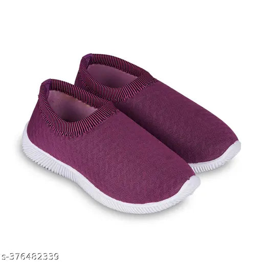 Purple knit slip-on casual women's shoes for walking and sports