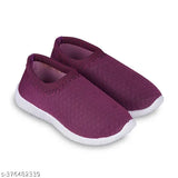 Purple knit slip-on casual women's shoes for walking and sports