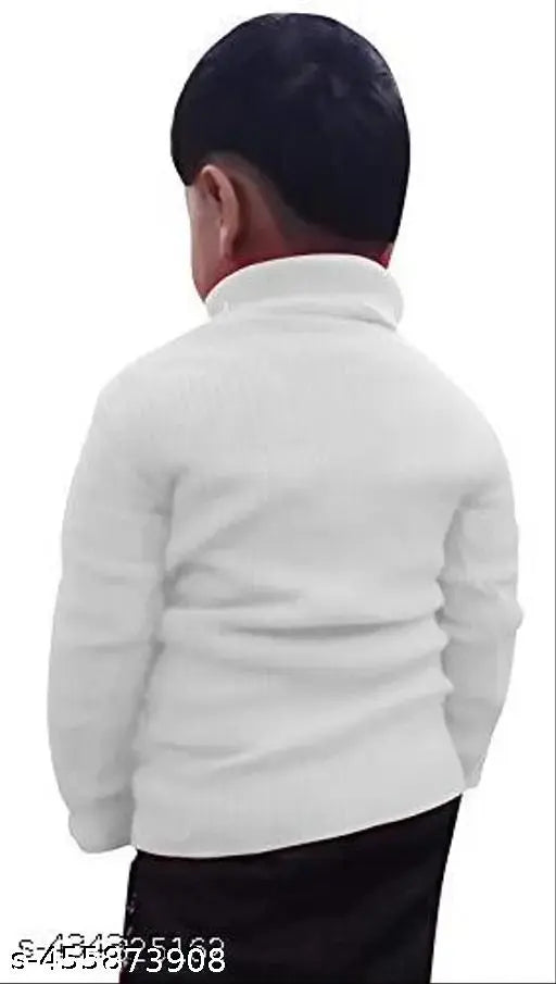Woolen baby high neck sweaters for boys and girls in self-design net pattern, ideal for winter full sleeve style