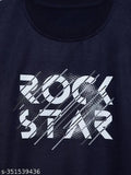 Navy Blue Printed Round Neck Cotton Fleece Sweatshirt for Boys