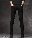 Cotton blend men's plain black jeans DS2H - Modern fit for sizes 28, 30, and 32