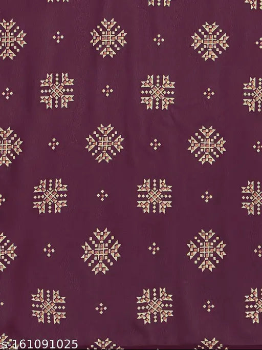 Burgundy Anarkali Kurtis Printed Set for Women, Dupatta Included