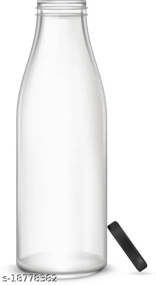 Transparent clear glass water bottle with lid (1000ml), eco-friendly and reusable for fridge use, ideal for beverages or kitchen storage