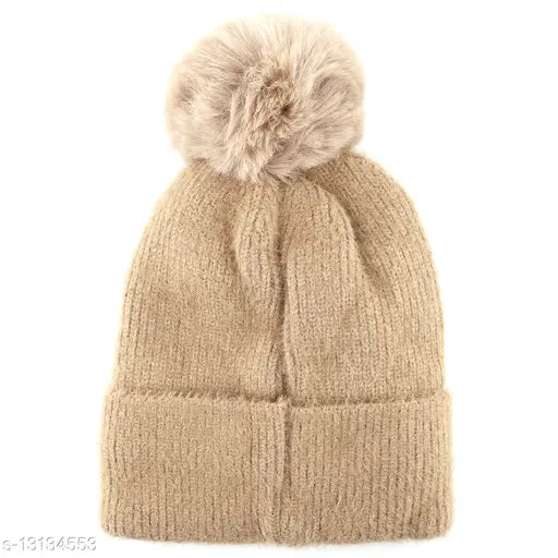 Winter knit beanie cap for men and women in angora material