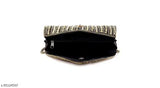 Handcrafted black women's clutch purse with a flap top