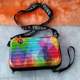 Multicolored fabric sling bag, cross-body style