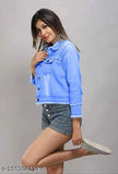 Indian denim jacket with frayed hem, women's long sleeves, rough design