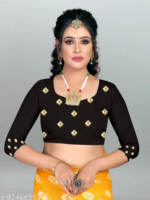 Vichitra Silk embroidered saree with heavy work and stones, free size, India origin