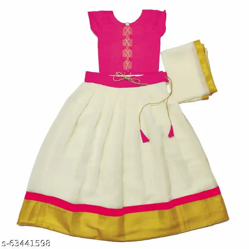 Taffeta silk lehenga-choli dupatta set for girls, featuring short sleeves and solid patterns in Georgette, Taffeta Silk, and Net. Made in India