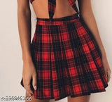Cotton checked mini skirts combo for women & girls, high waist pleated and short tennis skirt styles in sizes 24-32 (India)