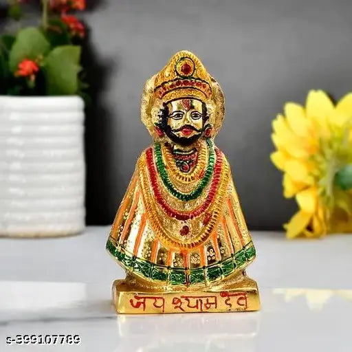 Shyam Ji murti, home decor metal statue in vibrant color, 16cm tall