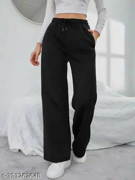 Black cotton straight leg trousers