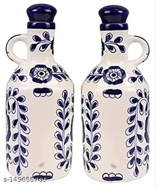 Handicraft oil dispenser with lid, ceramic oil bottle, ideal kitchen storage, 1L pack for cooking, must-have for home and restaurant