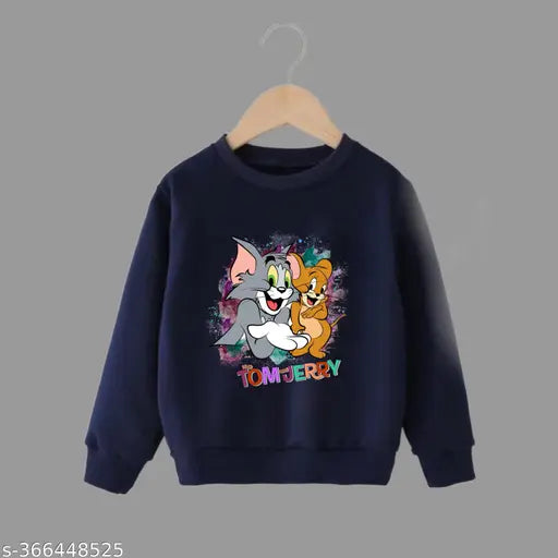 Cotton blend sweatshirt for kids, printed net pattern, best quality. Ages 1-10 years old on hanging rack