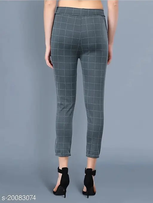 Checked Lycra women's jeggings, stylish latest design, available in sizes 26, 28, 30 from India