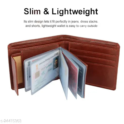 PU leather, solid-pattern men's wallet by Loopa Styles, 3 compartments, free size (10cm x 1cm), made in India