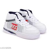 White and navy blue sports walking gym trekking shoes with high quality sole