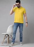 Cotton blend solid polo neck half sleeves T-shirt for men, India-made casual wear in short sleeves style