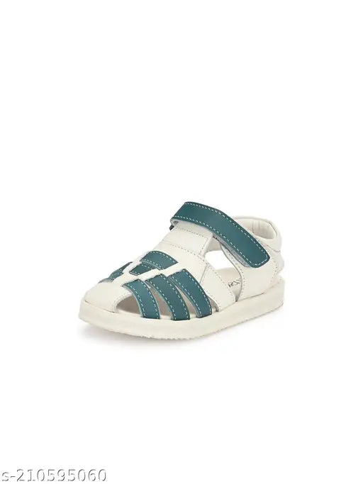 A pair of tusky lightweight genuine leather casual outdoor fashion sandals for kids boys, with blue straps and buckles