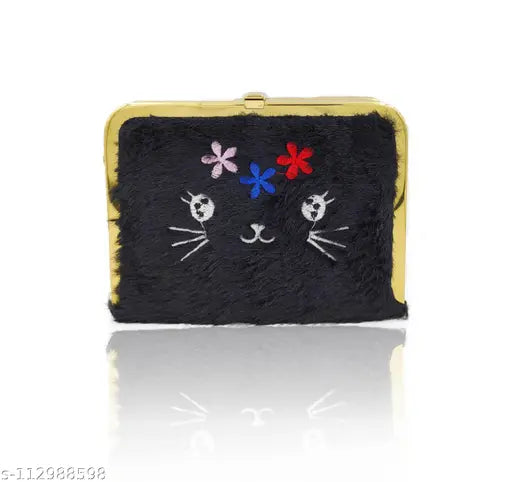 Small black wallet with gold chain sling, cute trendy style
