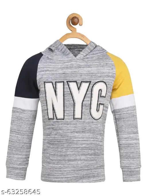 Lazy Shark Boys Grey Solid Hooded Sweatshirt