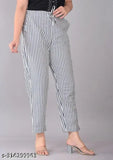 Khwaahish Creation grey cotton regular fit women's trousers, pure cotton lining