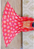 Pink and orange long kurta with anarkali style
