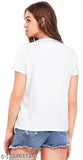 Women's BTS printed white short sleeve t-shirt, polyester, K-pop fashion