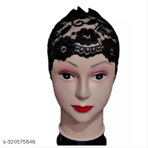 Four-pack trendy Islamic hijab cap with adjustable black lace detailing