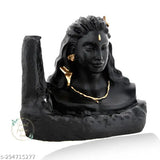 Black resin Shivling Adiyogi Smoke Fountain, decorative incense item for home or office table