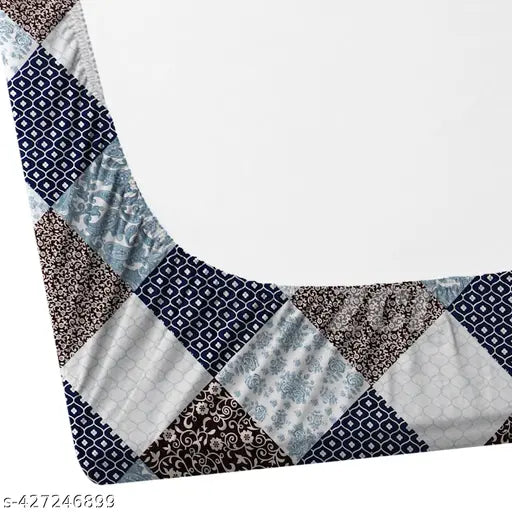 Soft checkered cotton bedsheet, superfine double fitted with two pillow covers - 72x78x8 inches, ideal for adult summer use. Made in India