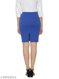 Gorgeous unique polyester lycra high-waisted pencil skirt, versatile for school, office, dates, parties. Solid net fabric with back slit design. India origin
